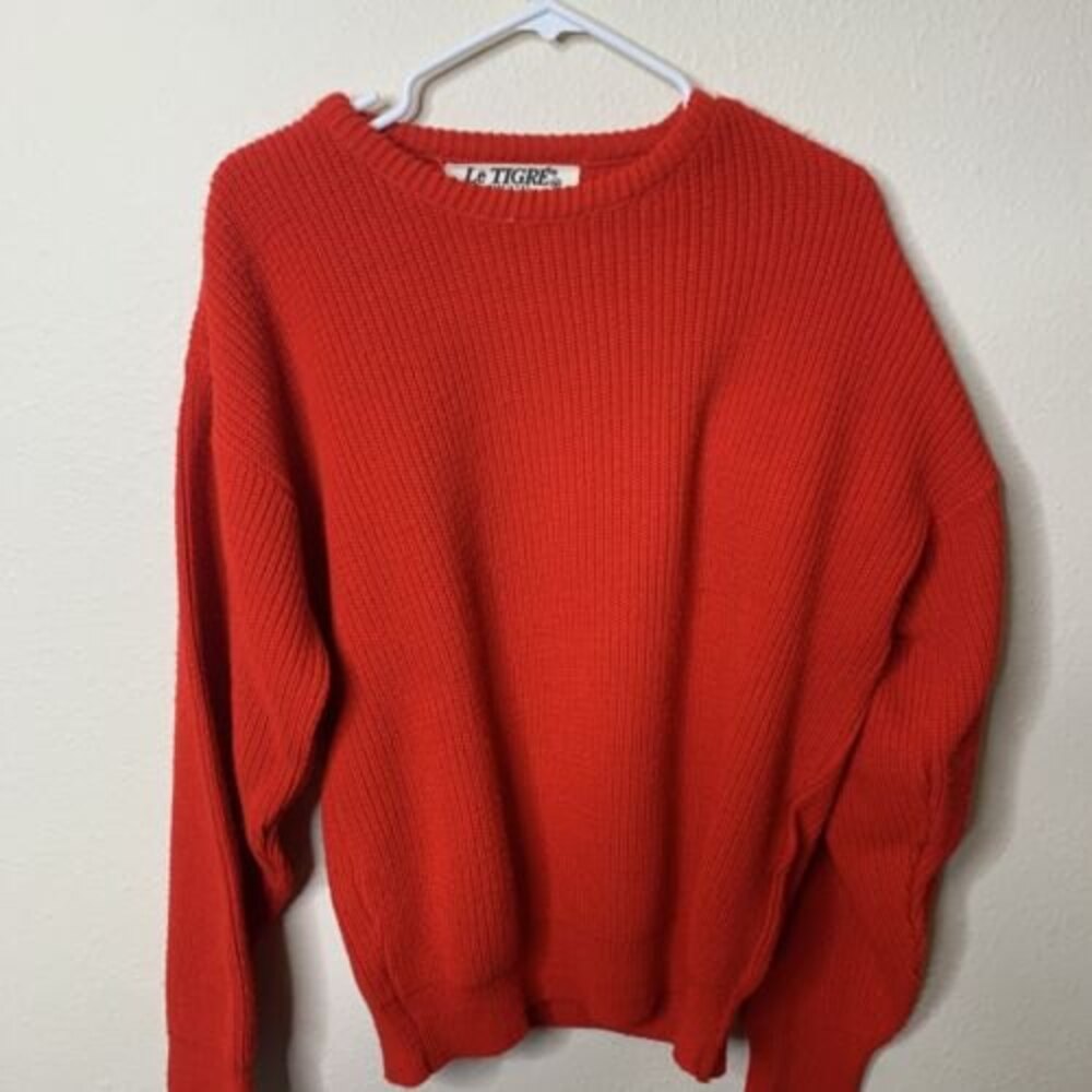 Le Tigre Pullover Sweater Red Womens Medium Vintage 80s